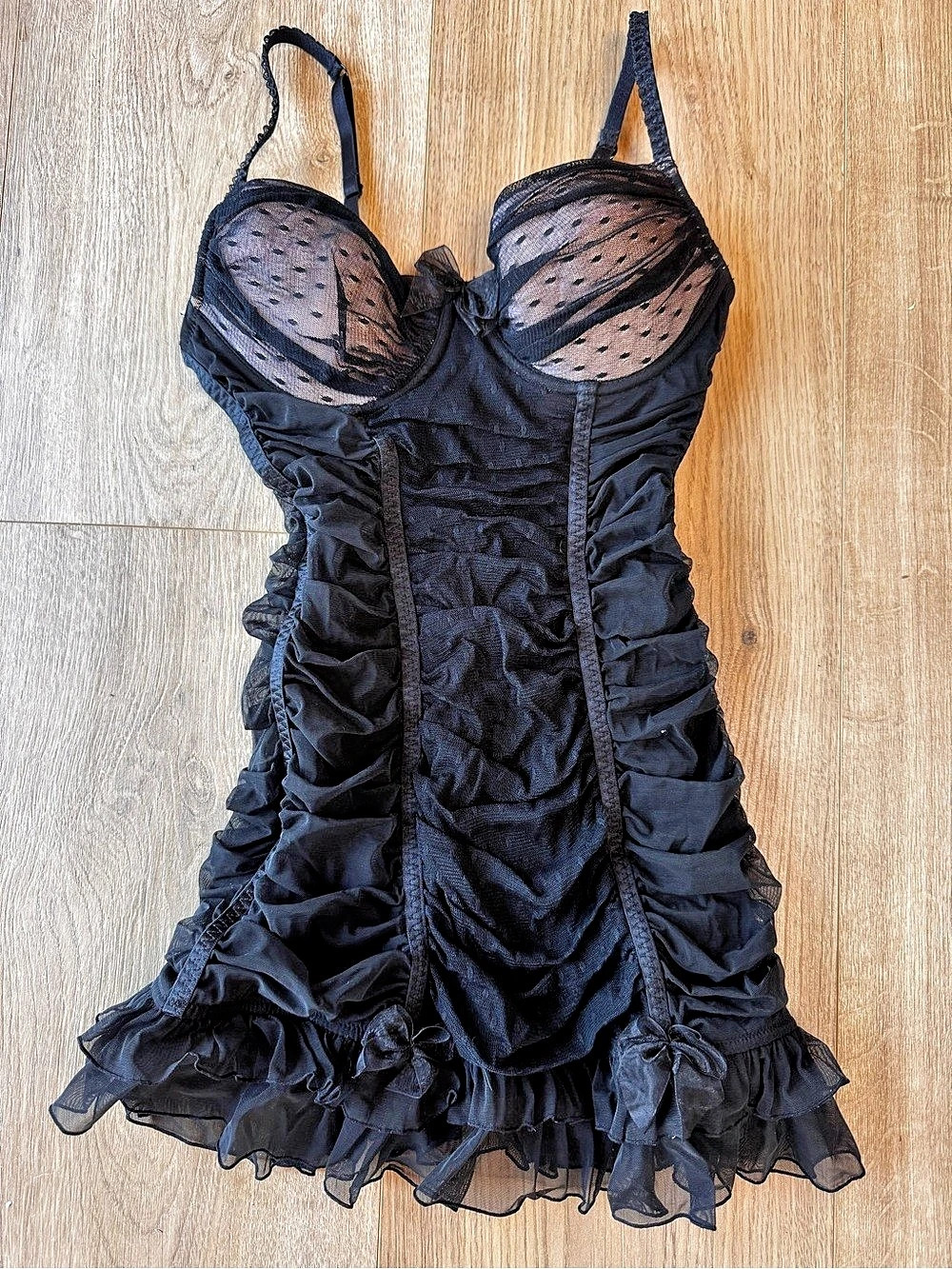 Rare Victoria's Secret Sexy Little Things Ruched Mini Dress Black & Pink size 34